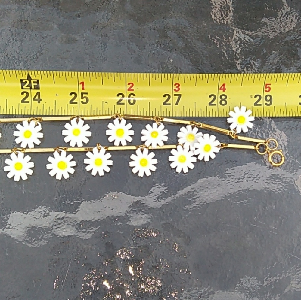 NOS '40s VINTAGE GoldBar Link Daisy Chain Earring - Picture 5 of 8